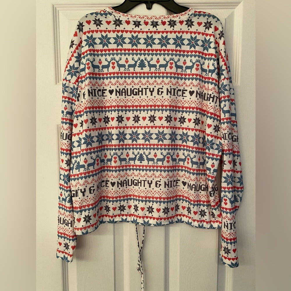 Wildfox Naughty and Nice Intimate Long Sleeve Red, White, & Green Size Small - Picture 4 of 11